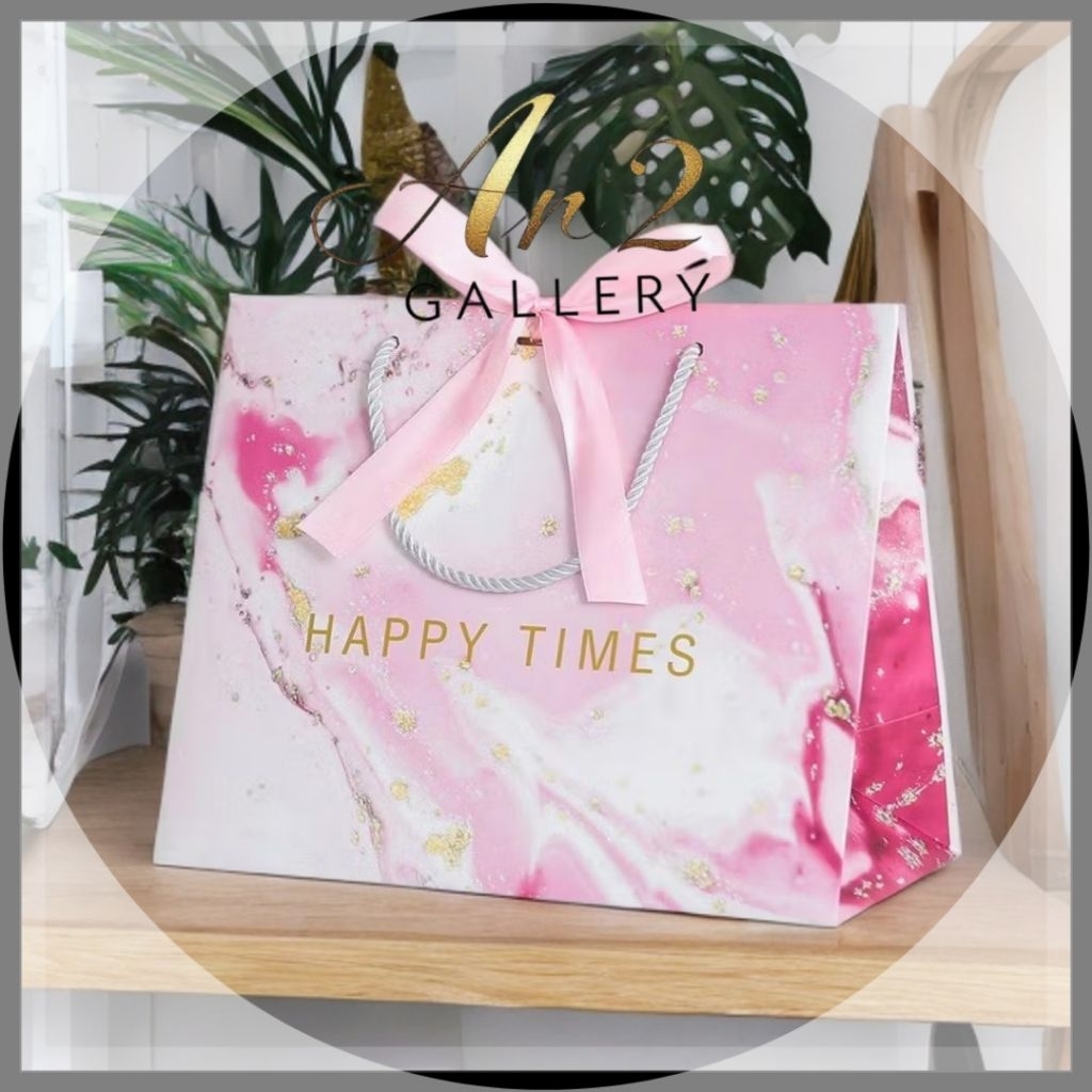 ถุงกระดาษพิงค์โกลด์ 25x12x20 ซม