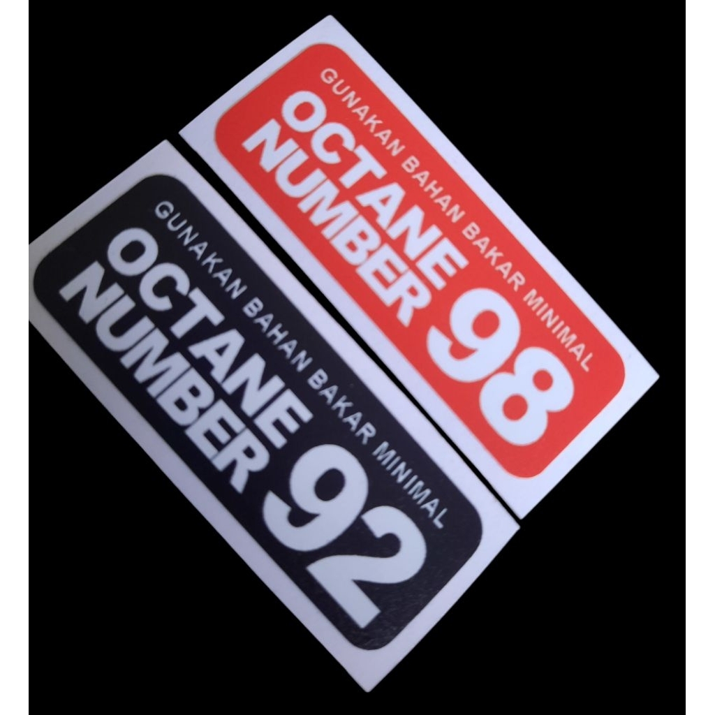 MERAH Octane Number 92 / 98 Black Red Sticker