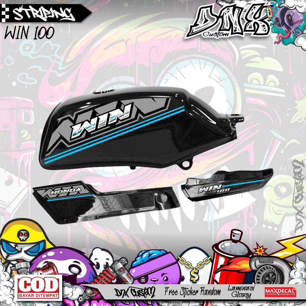 HONDA WIN 100 SIMPLE VARIATION STICKER STRIPING KD34
