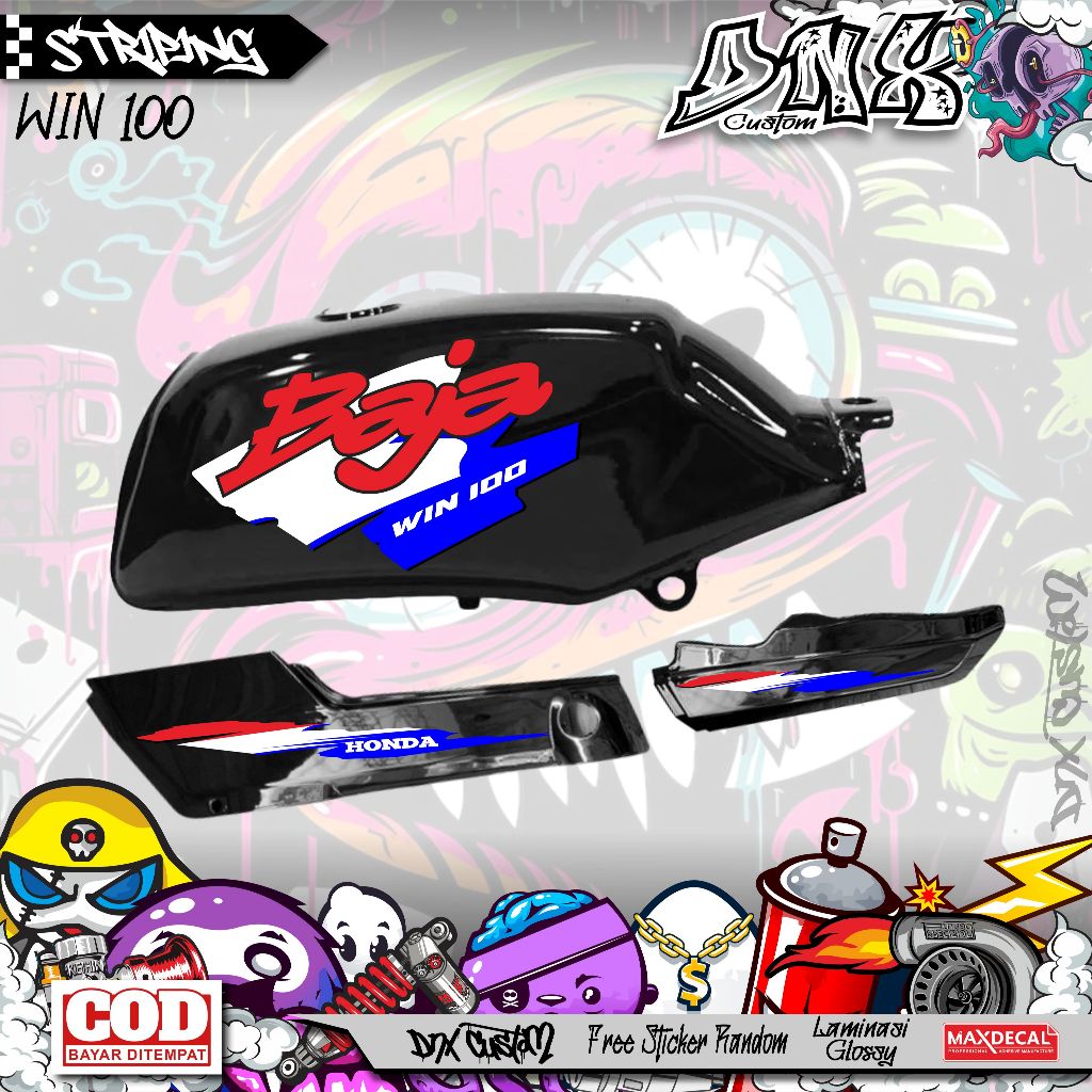 HONDA WIN 100 SIMPLE CLASSIC VARIATION STICKER STRIPING KD44