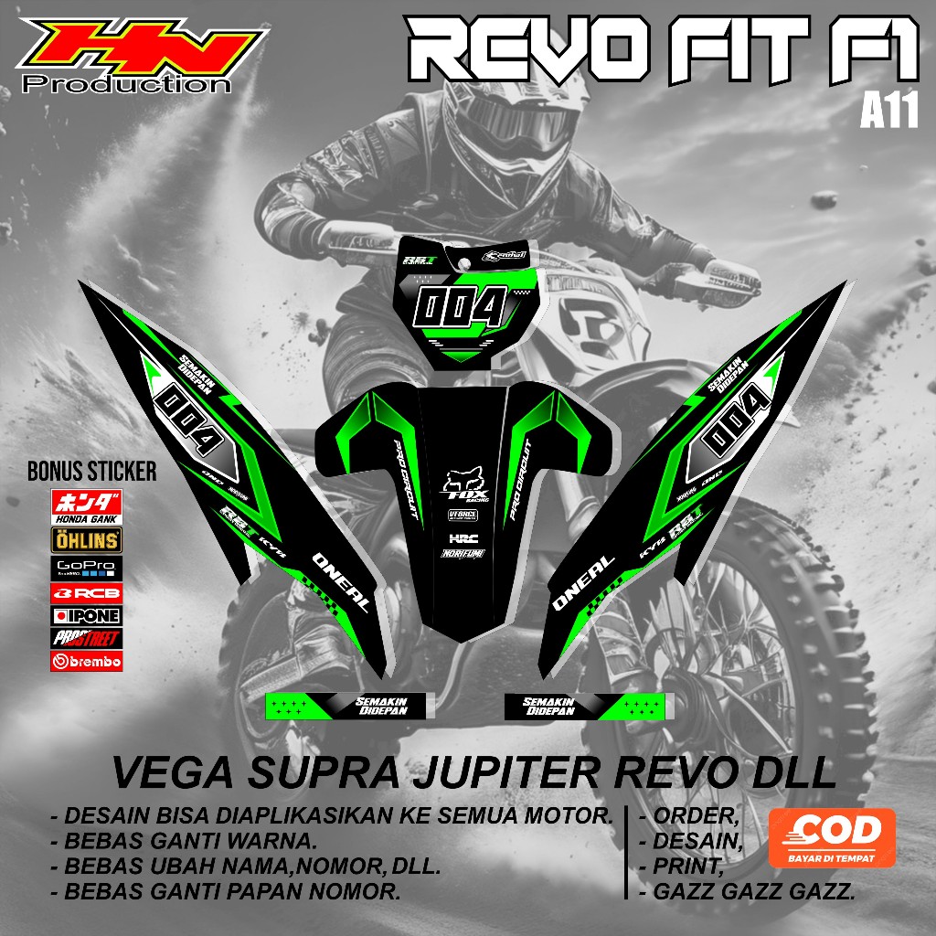 สติ๊กเกอร์แถบรูปลอก honda REVO FIT F1 MOTOR CRF KLX 150 KLX BF KLX GORDON DTRACKER KX YZ KTM รหัส hn