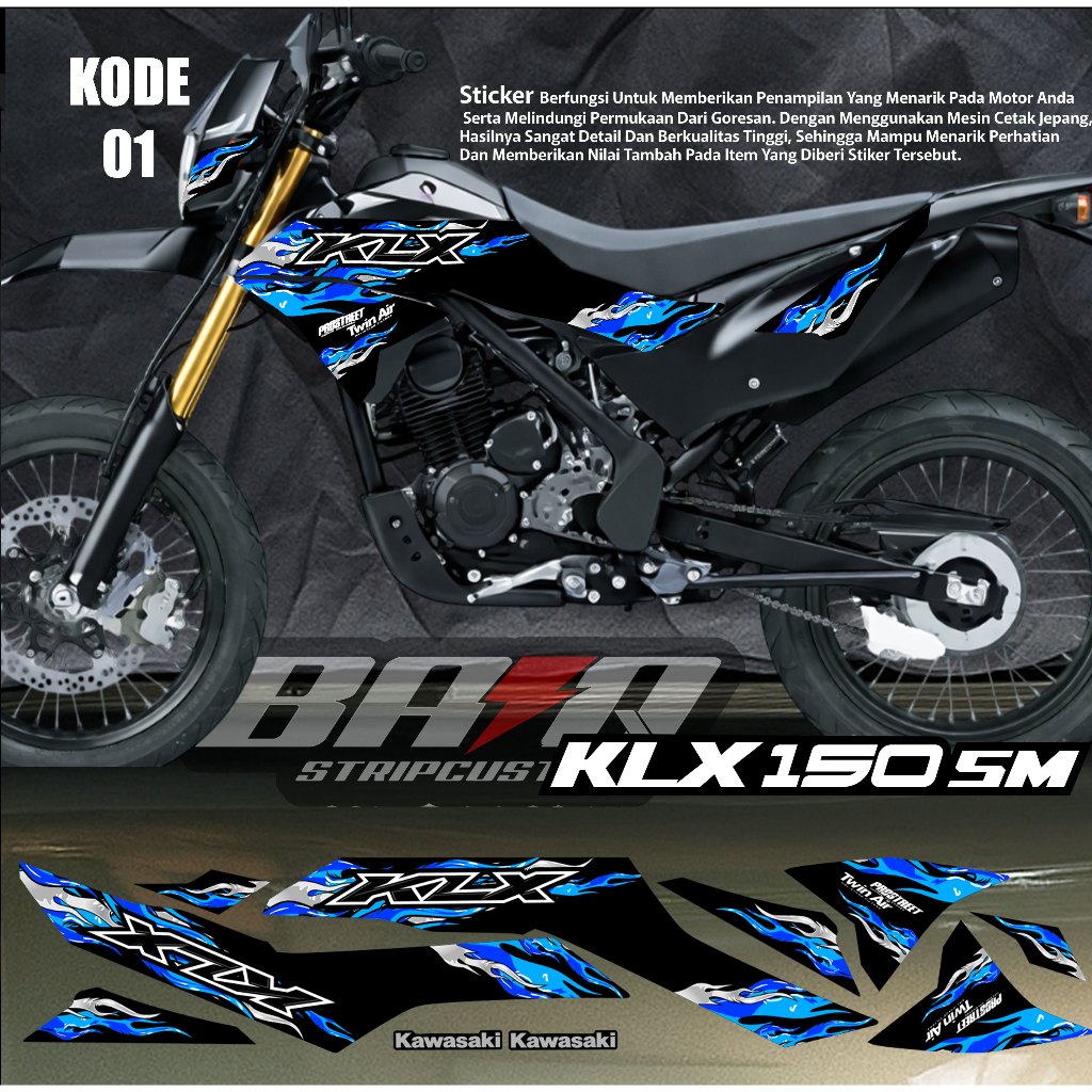 01 STRIPING STICKER KLX 150 SM-STRETCH STICKER KLX 150 SM