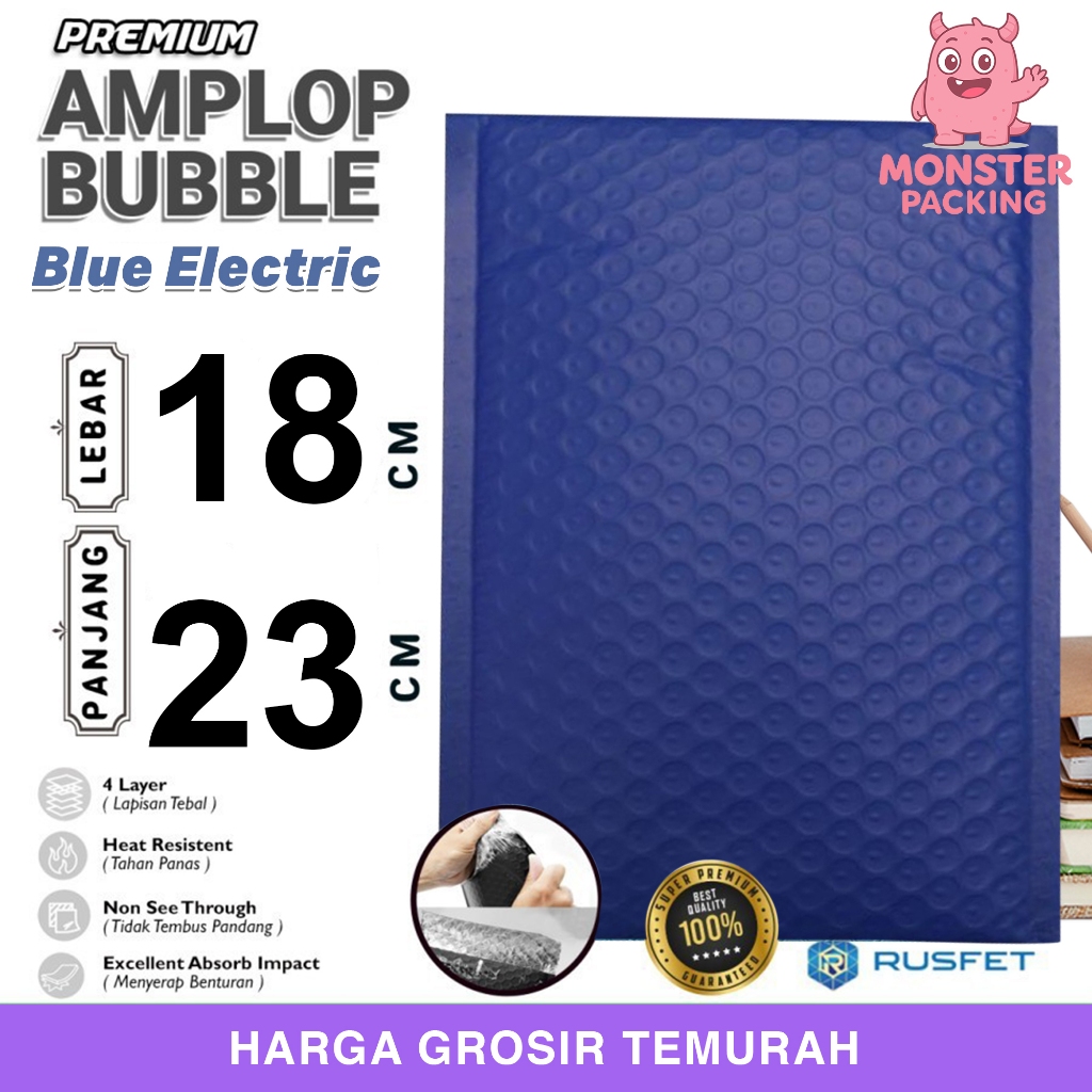 บรรจุภัณฑ์ฟอง Online Bubble Mailer Polybubble Blue Electric Envelope 18x23 ซม.หน่วย