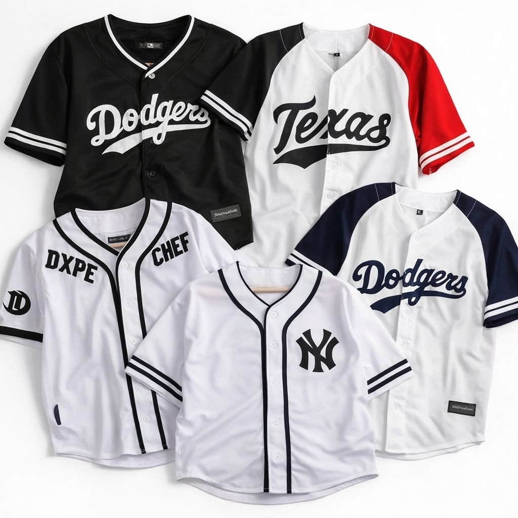 Dodgers เสื้อเบสบอลสีดําสําหรับผู้ชายและผู้หญิง