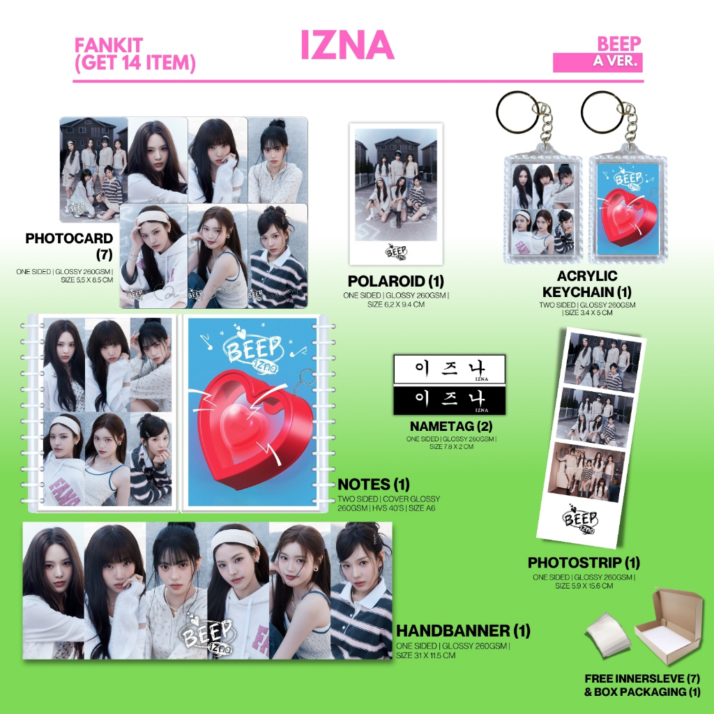 FANKIT IZNA BEEEP 14 รายการ KPOP IDOL UNOFFICIAL NAYA JEEMIN JUNGEUN SAEBI KOKO MAENG SARA JIYOON