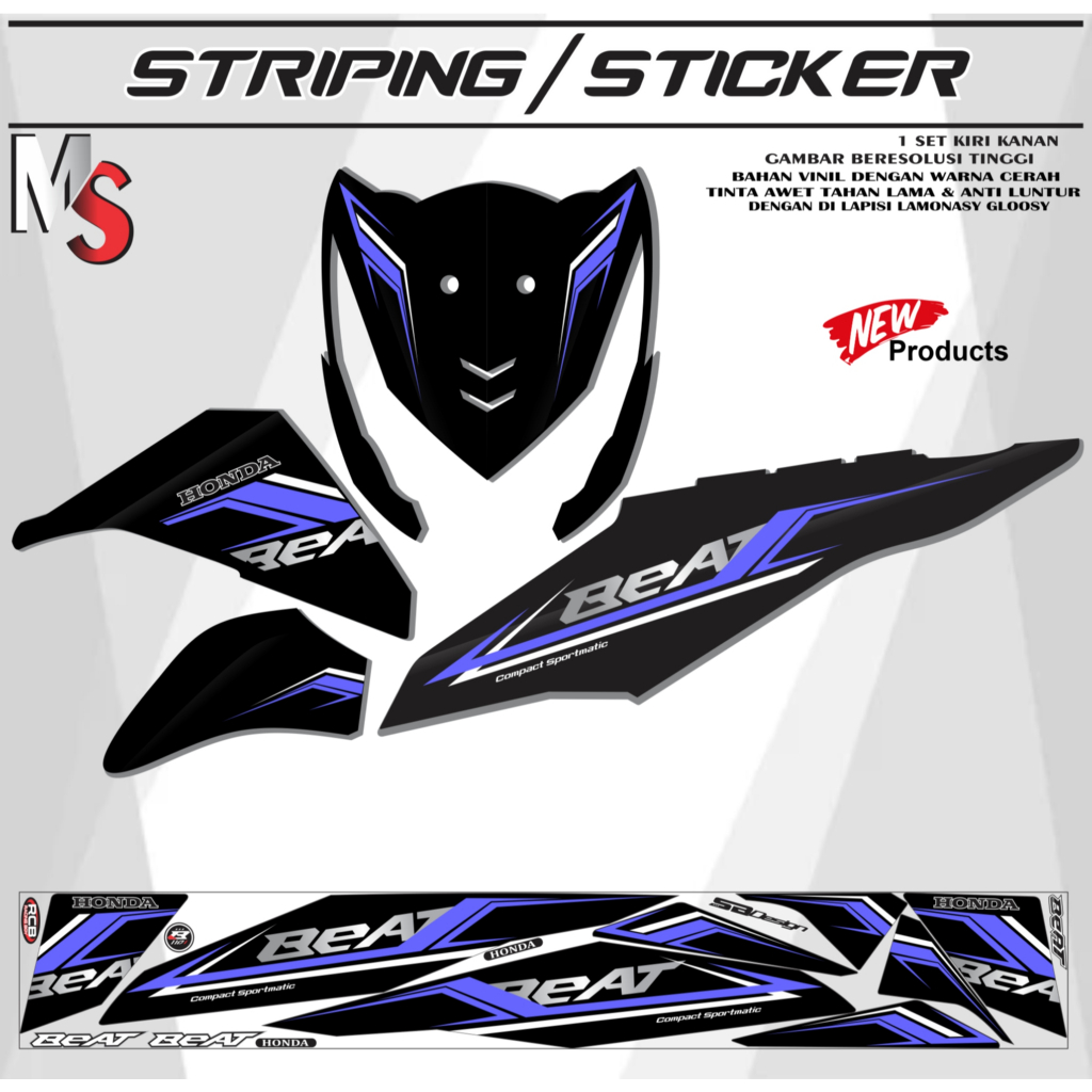 VINYL STRIPING STICKER VARIATION BEAT PGM - FI 2012/2016 DESIGN MS007