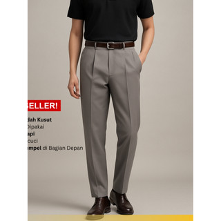 Amee Fashion Celana Formal Pria Regular Fit High Twis Anti Kusut untuk Kerja dan Acara Resmi