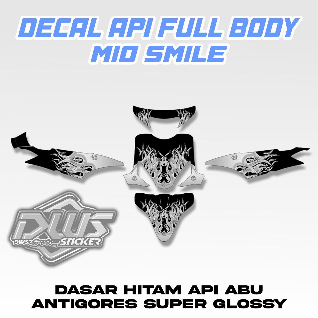 FULL BODY DECAL MIO SMILE MOTORCYCLE DECAL FIRE MOTIF (YAMAHA MIO SMILE)