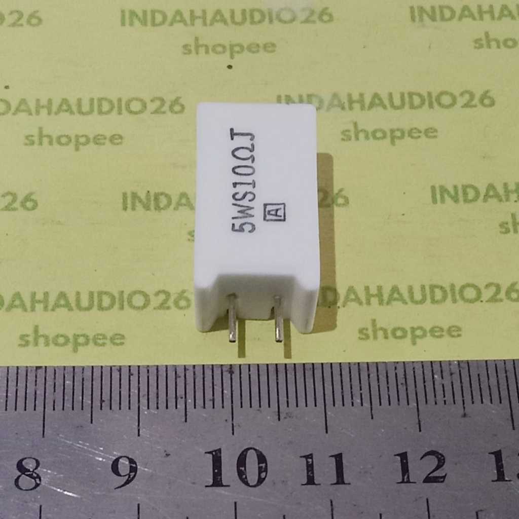 10PCS ยืน A 10R 5W 5% ตัวต้านทาน 10 โอห์ม 5 วัตต์ระยะทางเท้า 5 มม. 5 วัตต์ชอล์ก 10 โอห์ม 10 R 5 W