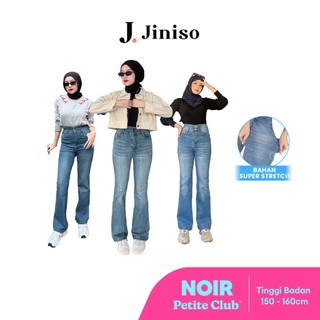 JINISO - Petite Highwaist Stretch Cutbray Jeans Noir