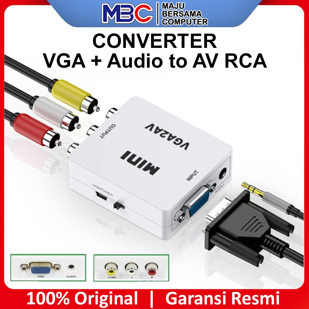 ตัวแปลง VGA เป็น AV / VGA เป็น RCA / ตัวแปลง vga เป็น rca กล่องสีน้ําเงิน