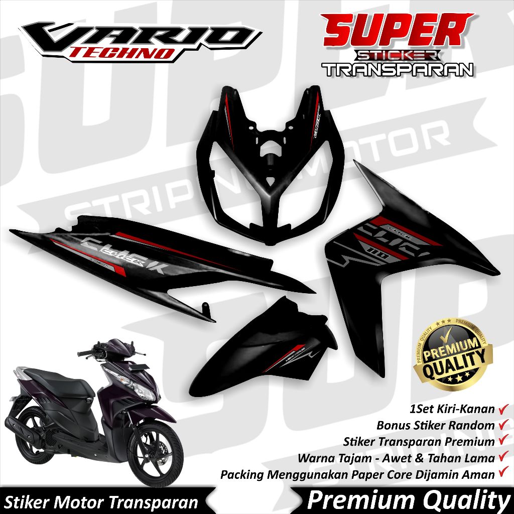 สติ๊กเกอร์ใส Vario 110 Techno คาร์บูเรเตอร์ Anti-fade cool Striping Vario Techno Striping Honda Vari