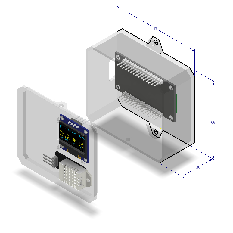 เคส NodeMCU ESP8266 ESP32 DHT22 Oled 0.96 นิ้ว