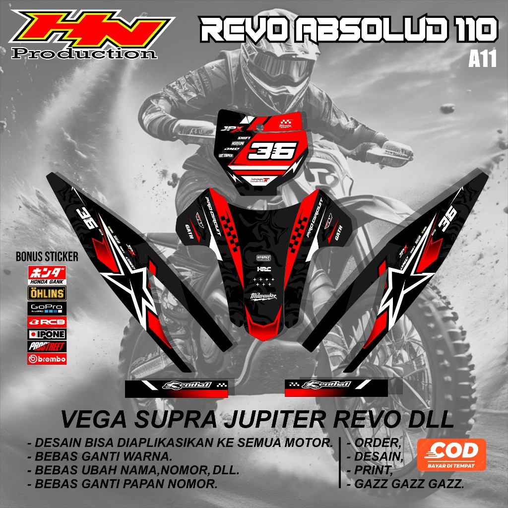 สติ๊กเกอร์แถบรูปลอก honda REVO ABSOLUD 110 MOTOR CRF KLX 150 KLX BF KLX GORDON DTRACKER KX YZ KTM รห