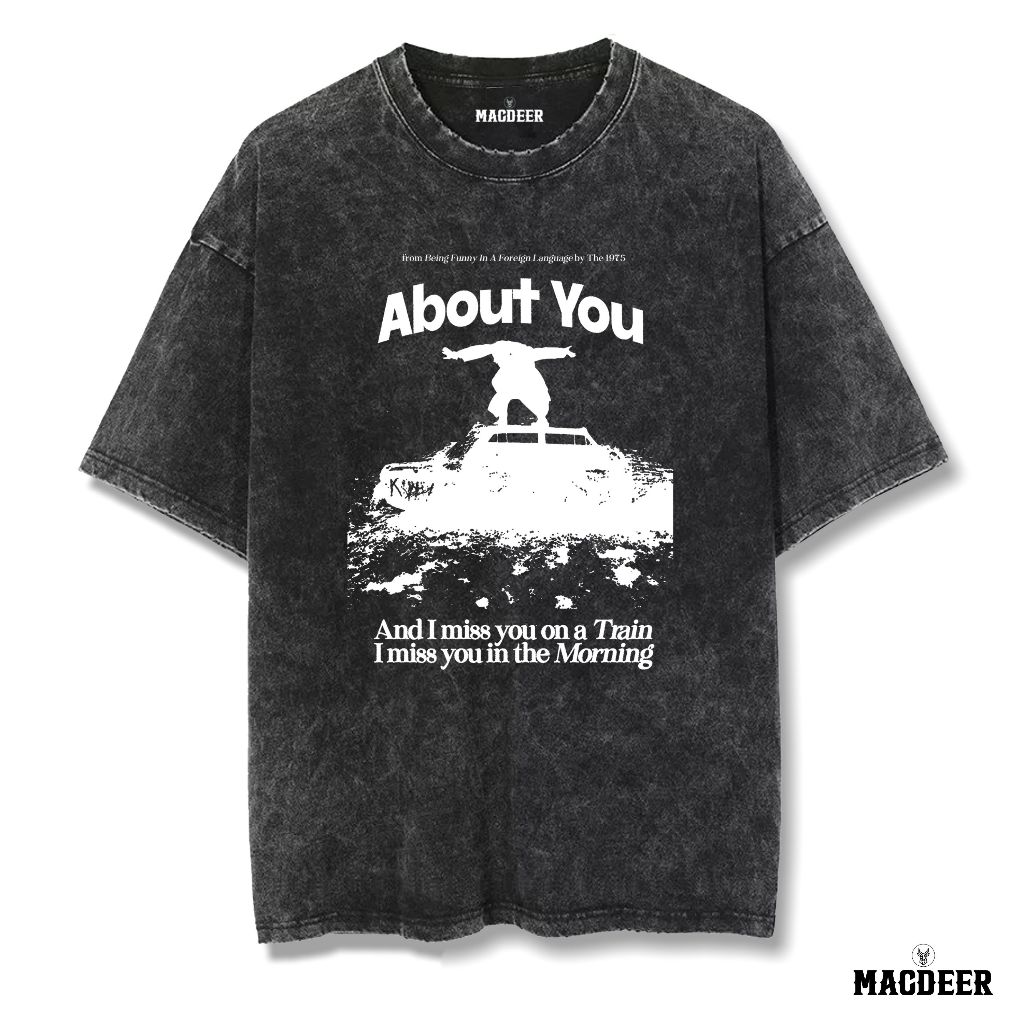 MACDEER เสื้อยืดวง Oversize 1975 ล้าง Stonewash Slimfit เสื้อยืดล้าง THE1975 1-12