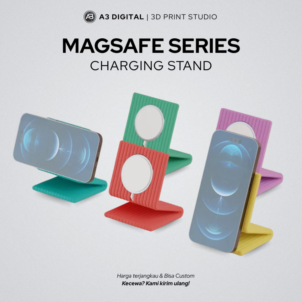 iPhone MagSafe Charging Stand Minimalis | Dudukan 3D Print | Dock Estetik Landscape & Portrait