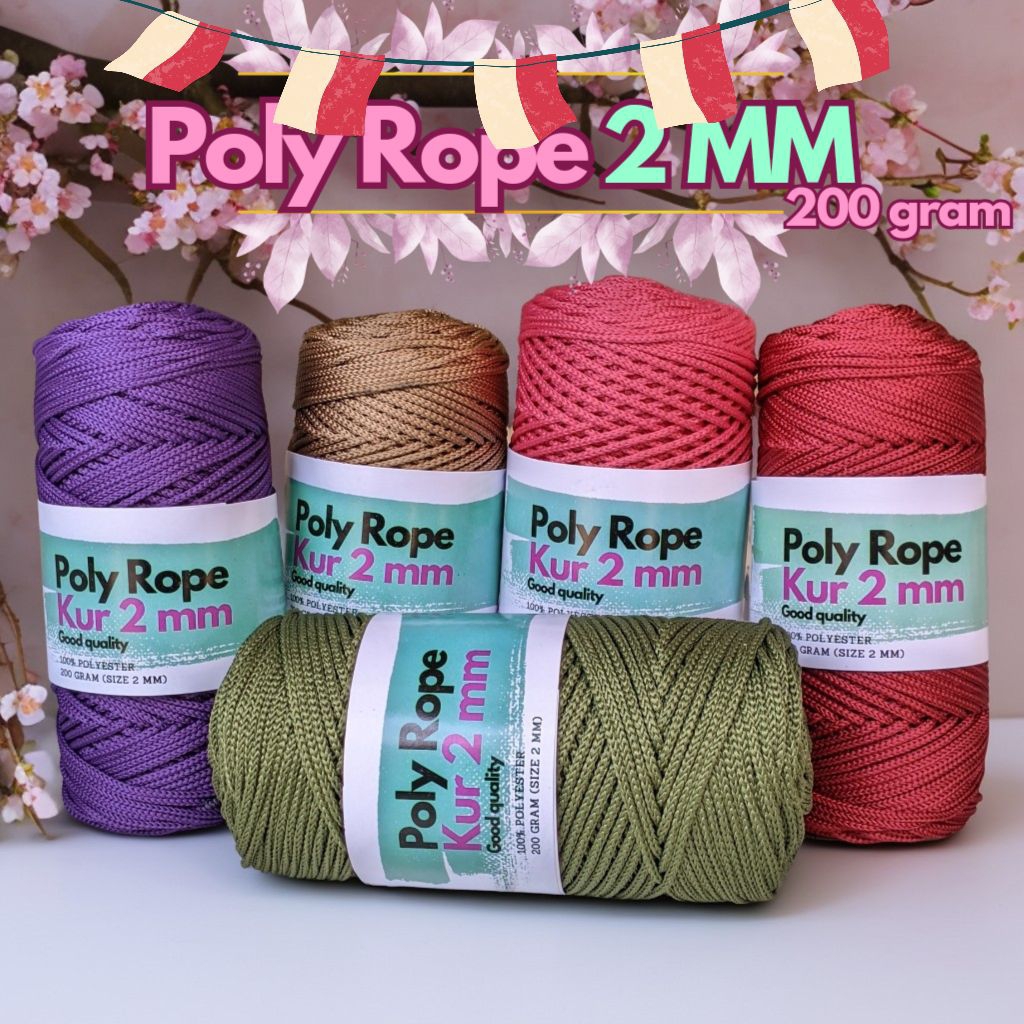 POLY ROPE KNITTING YARN 2 MM สีที่สวยงาม