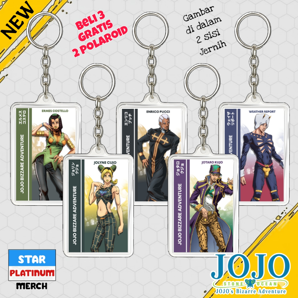 GANTUNGAN พวงกุญแจผจญภัย Jojo Bizzare - พวงกุญแจ Jojo Kim - พวงกุญแจอนิเมะ Jojo no Kimyou na Bouke - Jolyne Cujo - พวงกุญแจ Jotaro Kujo - Ermesto Cojo - รายงานสภาพอากาศ