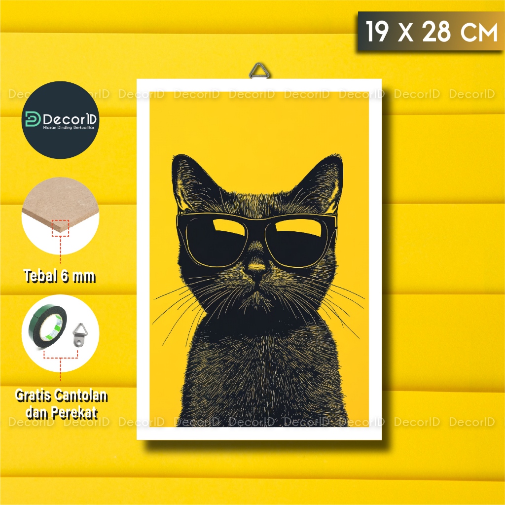 Persian Angora Cat Wall Poster Walldecor โปสเตอร์ไม้ 19x28 ซม. Cafe Work Room Display