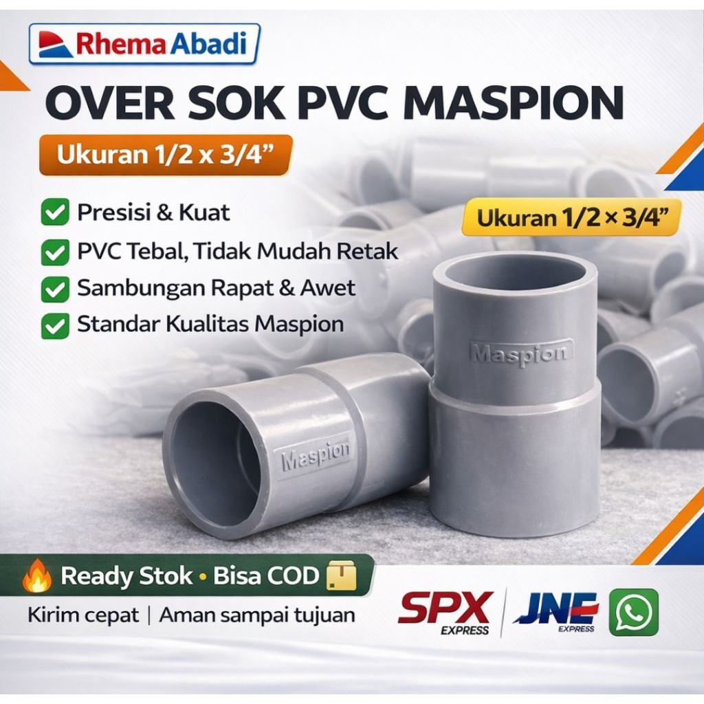 REDUCER SOCKET OVER SOK 3/4 X 1/2 นิ้ว PVC