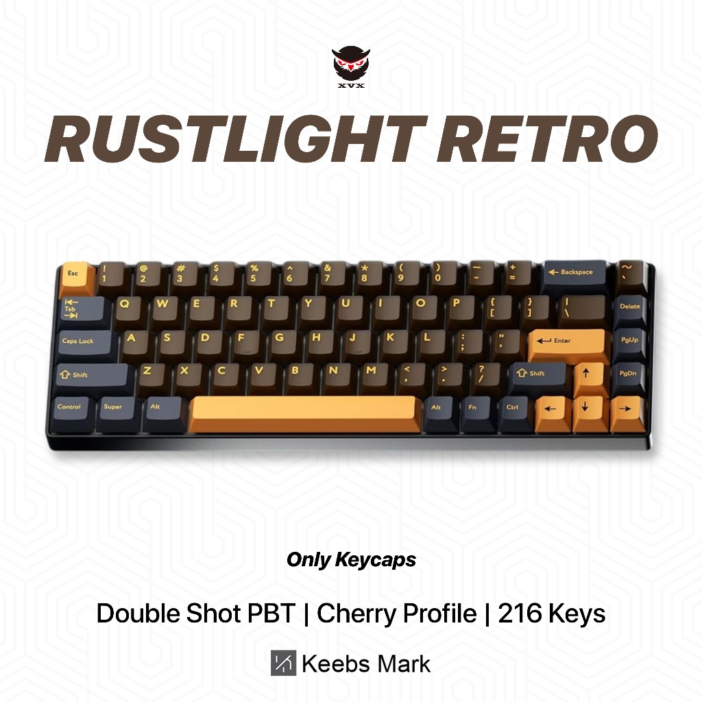XVX Rustlight Retro Doubleshot PBT Keycaps 216 คีย์ Cherry Profile คีย์บอร์ดเครื่องกล