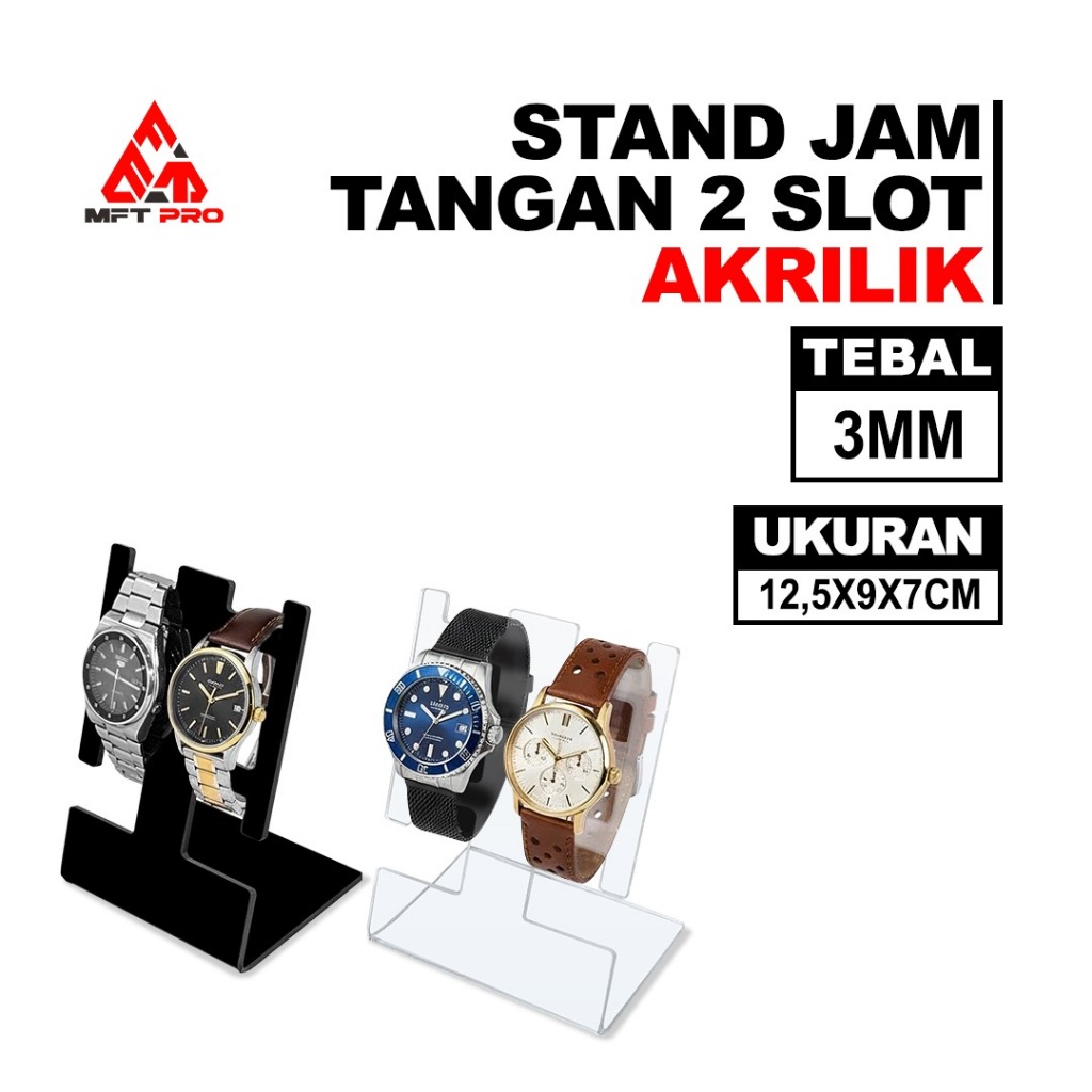 MFT Pro Acrylic 2-Slot Watch Stand - Watch Holder Display - Acrylic Couple Watch Display Type L