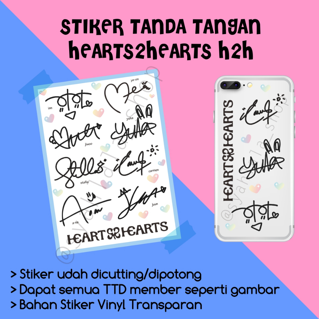 HEARTS2HEARTS H2H CARMEN IAN JIWOO YUHA ANA JUUN YEON STELLA SIGNATURE STICKER