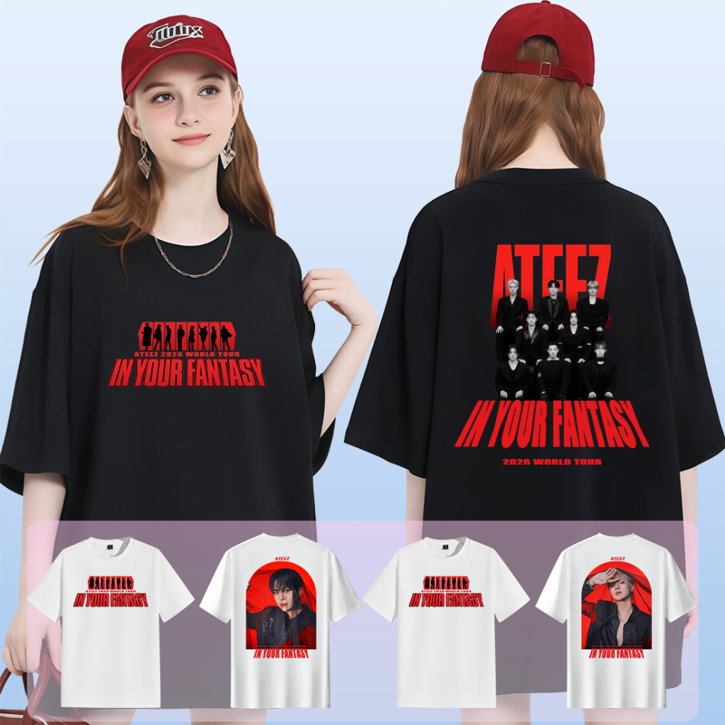 ATEEZ 2026 IN YOUR FANTASY World Tour Concert T-shirt - เสื้อยืดขนาดใหญ่สําหรับผู้ชายและผู้หญิง
