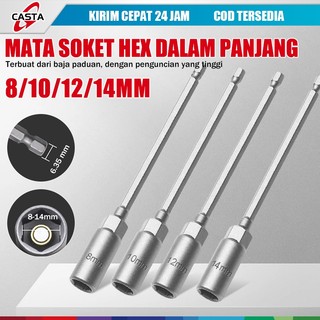 CASTA Mata Soket Hex Impact Extension 150mm 8/10/12/14mm Sambungan Kunci Pas Bor Obeng Nut Driver Baja CRV Tahan Benturan untuk Obeng Listrik Tembak Impact Driver Motor Mobil Perbaikan Rumah Praktis Awet