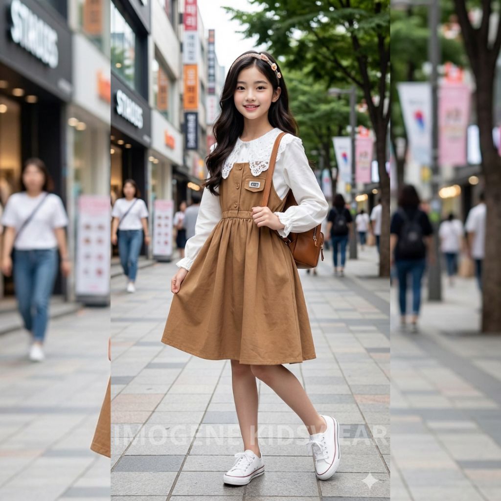 KATUN ER-540 นําเข้า 2IN1 ชุดสําหรับสาววัย 6-10 ปี 2IN1 LONG-SLEEVED DRESS OVERALL COTTON SKIRT OVER