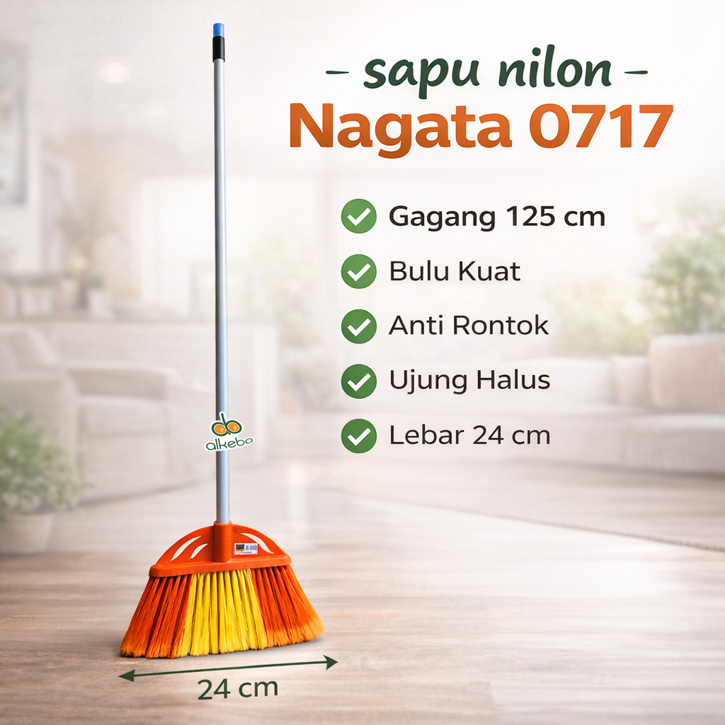 Nagata 0717 ไม้กวาดพื้นไนลอน - ไม้กวาดพื้นพลาสติกไนลอน NGT 0717