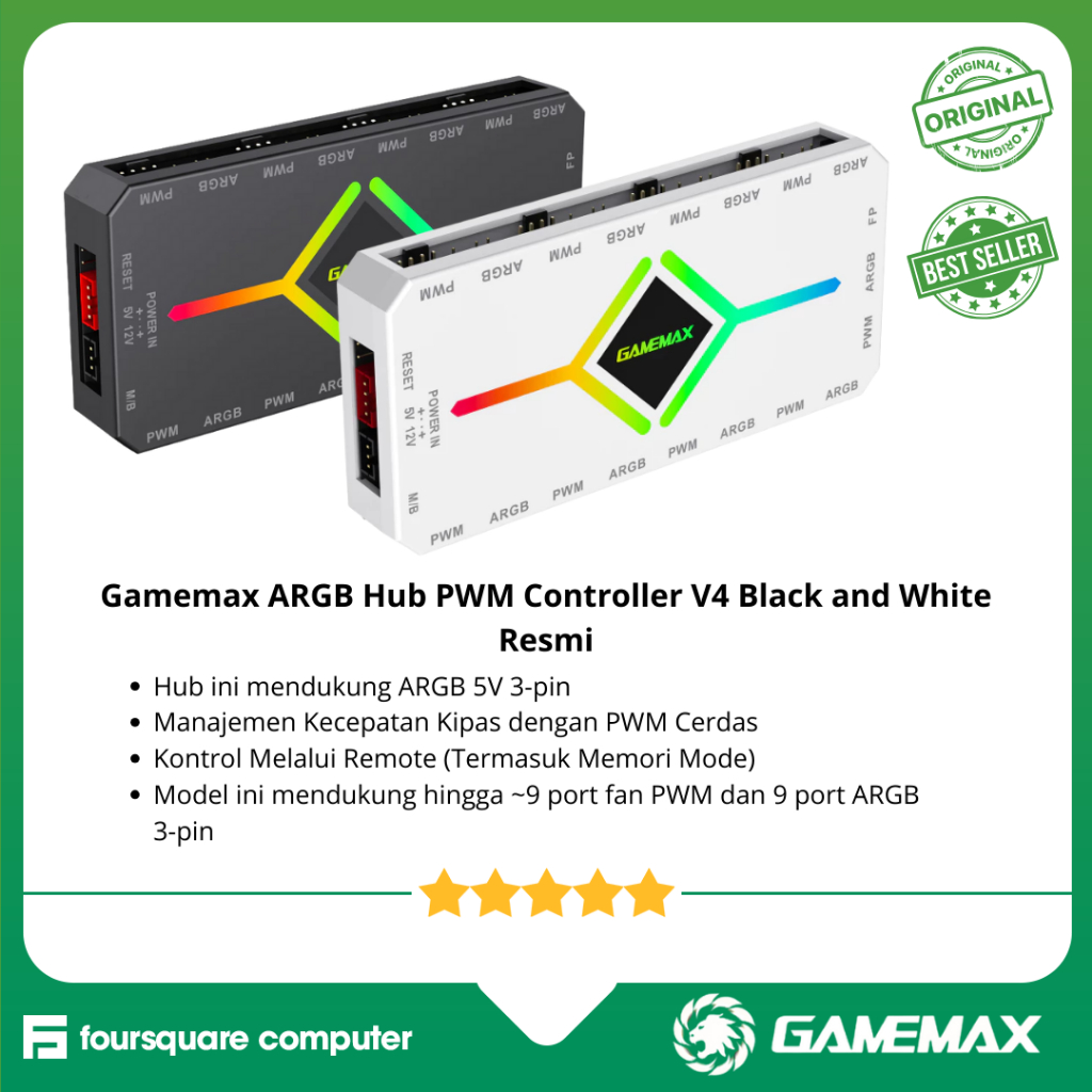 Gamemax ARGB Hub PWM Controller V4 สีดําและสีขาวอย่างเป็นทางการ