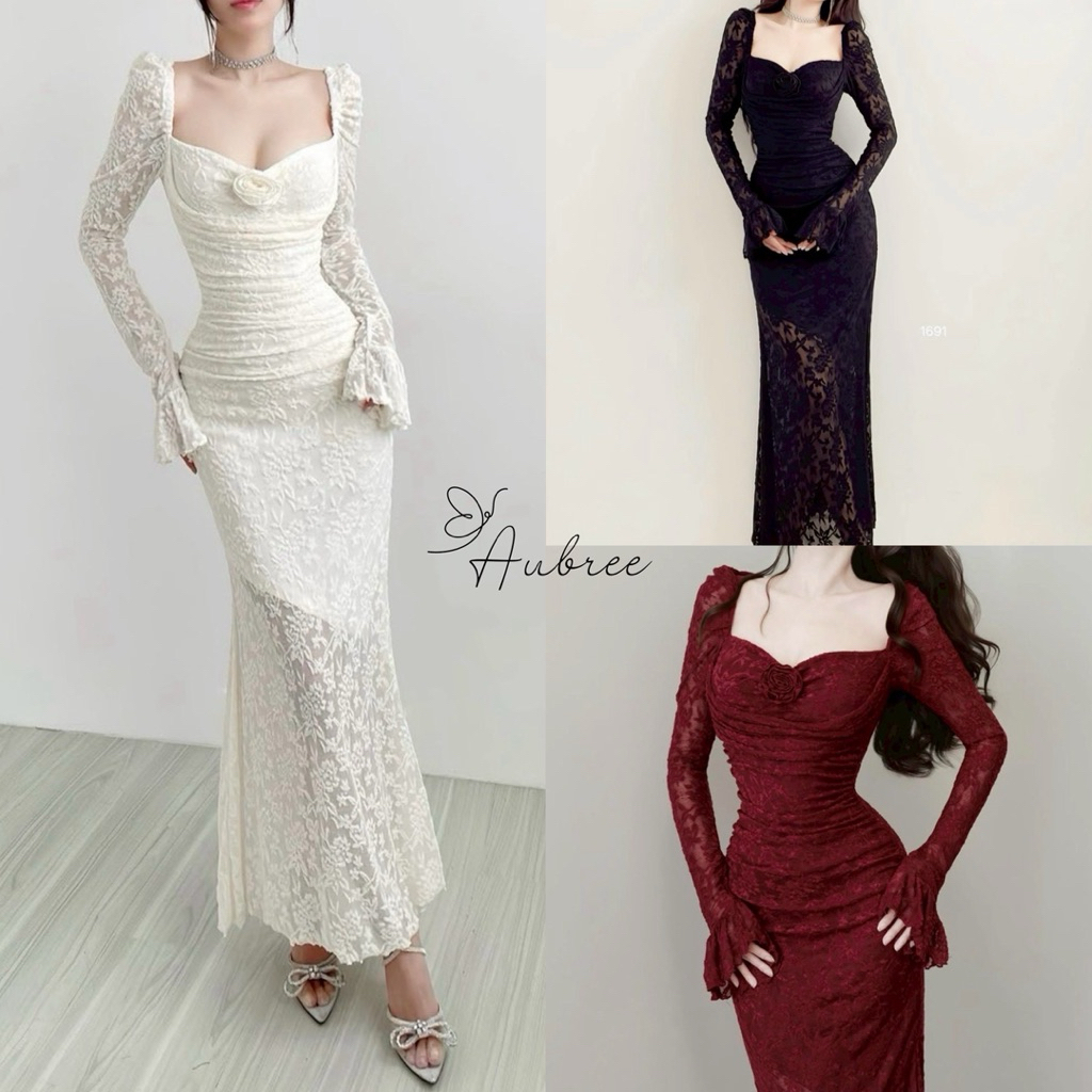 [ AUBREE ] Kirin Vietnam Dress / Maxi Lace Dress / ชุดไปทะเลเซ็กซี่สําหรับผู้หญิง