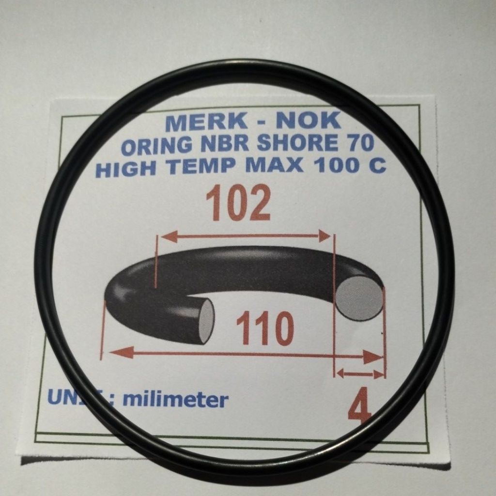 Oring 4 x 102 x 110 mm NBR hore 70 เทมสูงสุด 100 ทนน้ํามัน