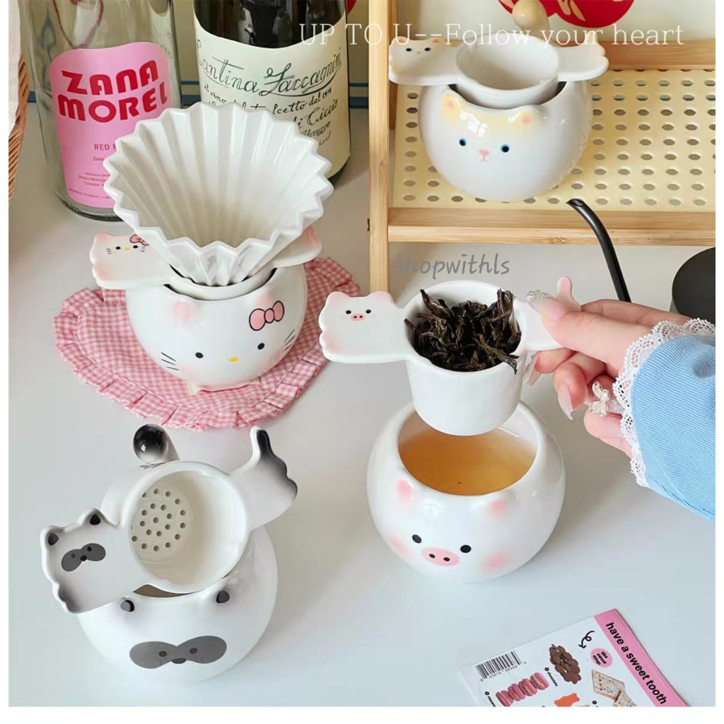 CUTE DRIPPER 265 ML/Ceramic Coffee Tea Dripper/Manual Brew/Suji Drippere V60/กรองกาแฟ/Aesthetic Coff