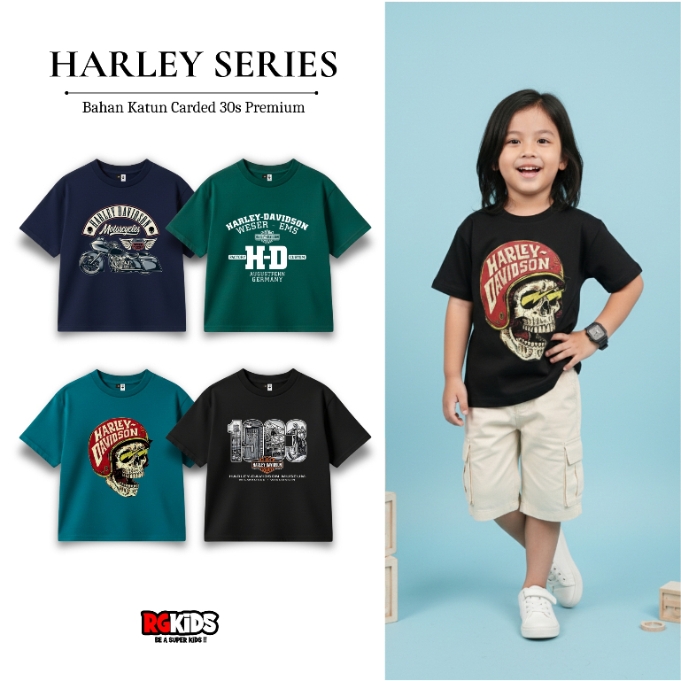 Ozil เครื่องแต่งกาย Harley Series เสื้อยืดเด็กผู้ชาย 4-12 ปีพิมพ์ดิจิตอล