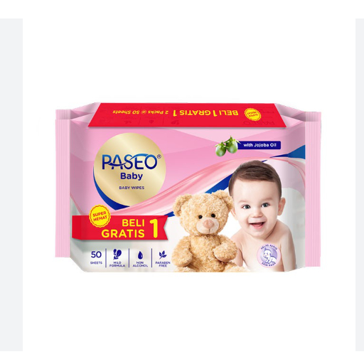 บรรจุภัณฑ์ Buy1get1 PASEO WET TISSUES 50 แผ่น WIPES PINK TISS PASEO PINK WET WIPES