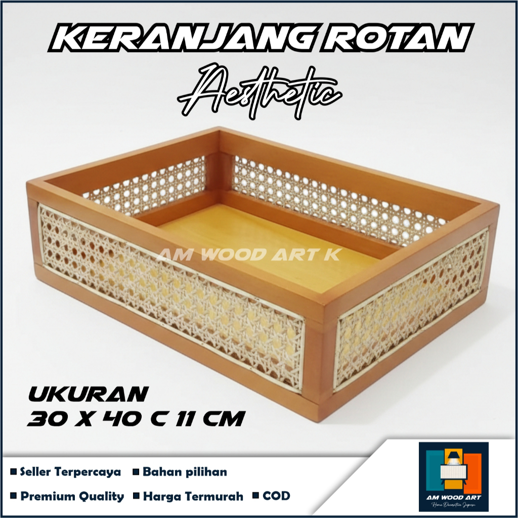 Aesthetic Rattan & Wooden Basket / Rattan Parcel Classic Basket Gift