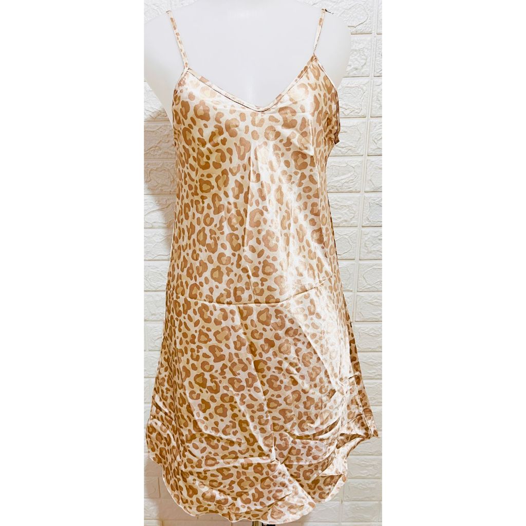 LEOPARD SATIN LINGERIE DRESS