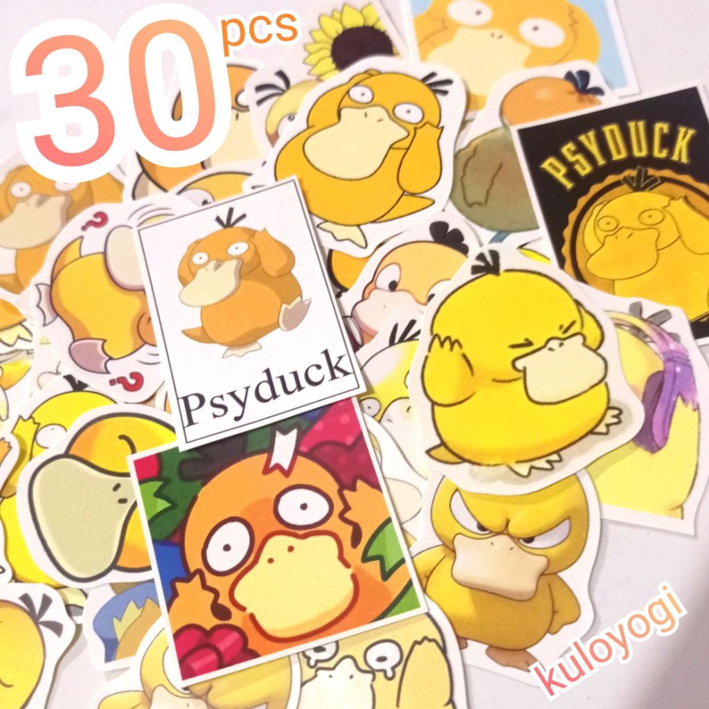 Pokemon Psyduck สติกเกอร์ 30 ชิ้น Pokemon Psyduck สติกเกอร์เป็ดสีเหลือง Kawaii Journal ไดอารี่สติกเก