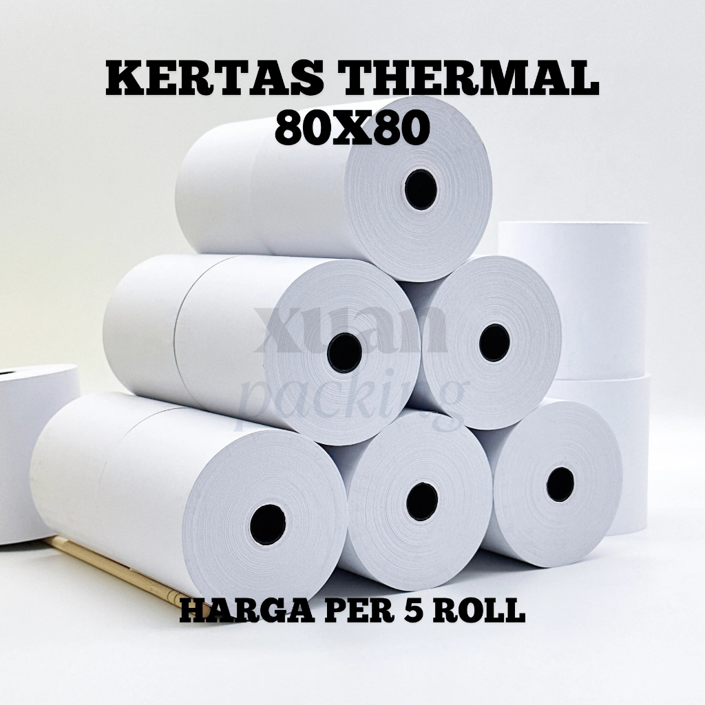 5 ม้วนกระดาษ THERMALT CASH RECEIPT กระดาษม้วน PREMIUM 80X80 THERMALT POS BLUETOOTH PRINTER 80MM