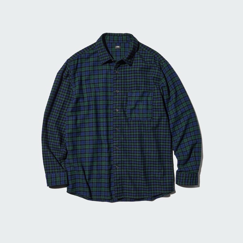 KEMEJA Slae Uniqlo Original Long Sleeve Checked Flannel Shirt Uniqlo Flannel Shirt Original