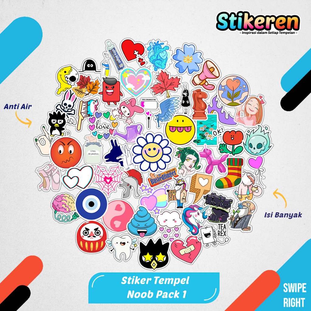 Noob สติกเกอร์แพ็ค 1 การ์ตูนฟิล์มกระดาษไวนิลตกแต่งแล็ปท็อปกระเป๋าเดินทาง Tumbler ตู้เย็น DIY