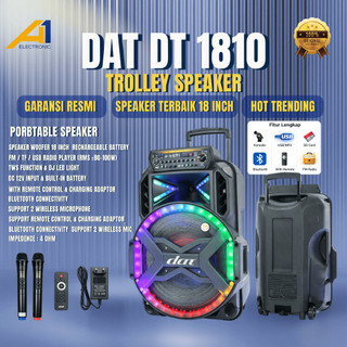 Speaker Portable Trolley DAT DT 1810 | DT 1207 | DT 1220 | DT 1550 12 - 18 Inch Bluetooth Karaoke 18 Inch Free 2 Mic Wireless
