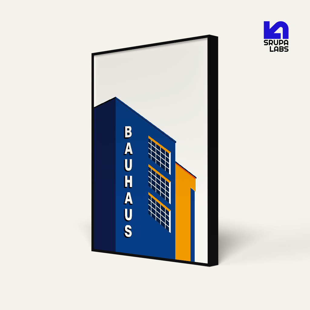 Bauhaus Blue Construct 40x60 ซม. Frame & MDF Poster | 30x40 ซม | 20x30 ซม