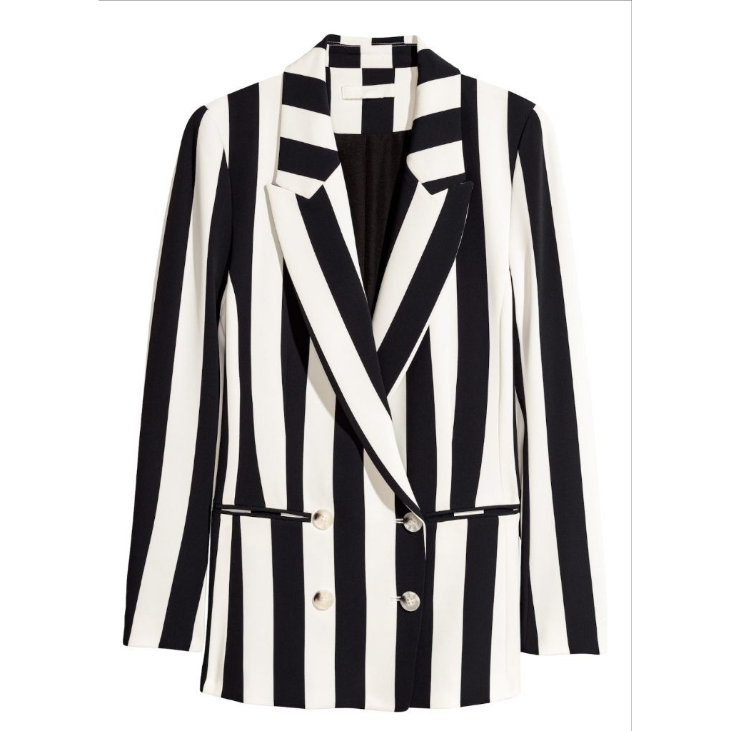 BLAZER H&M STRIP สีดํา สีขาว