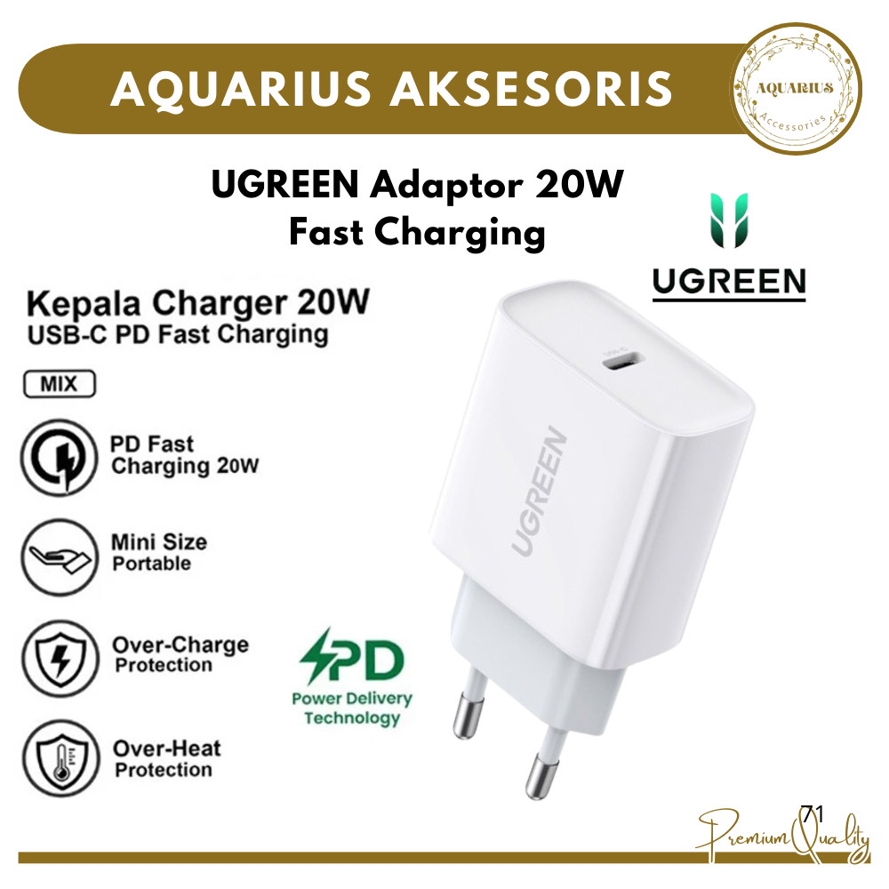 [UGREEN] หัวชาร์จ Type-C ของ Power Delivery 20W | 60450 อะแดปเตอร์ชาร์จเร็วสําหรับ Android iPhone