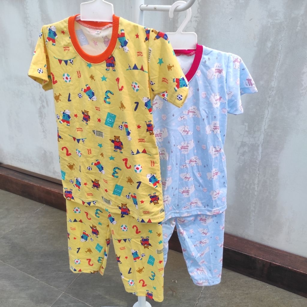 CP Qkids ชุดนอนเด็ก Size XL สําหรับเด็กอายุ 6-7 ปี || ชุดนอนเด็กแขนสั้นขายาว || ชุดนอนกํามะหยี่ Libb
