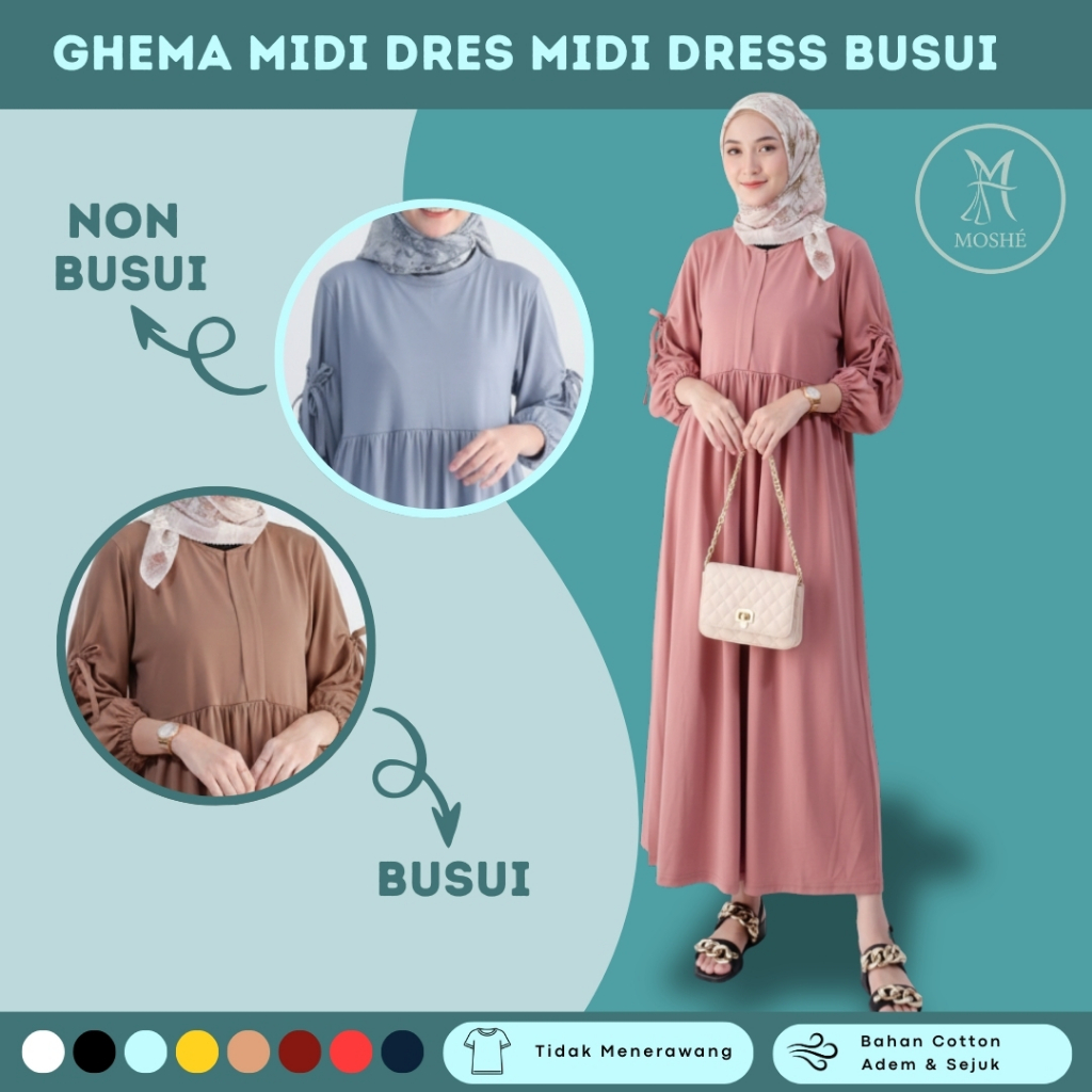 Ghema Midi Dress Combed T-Shirt Modern Womens Nursing Dress Drawstring Dress