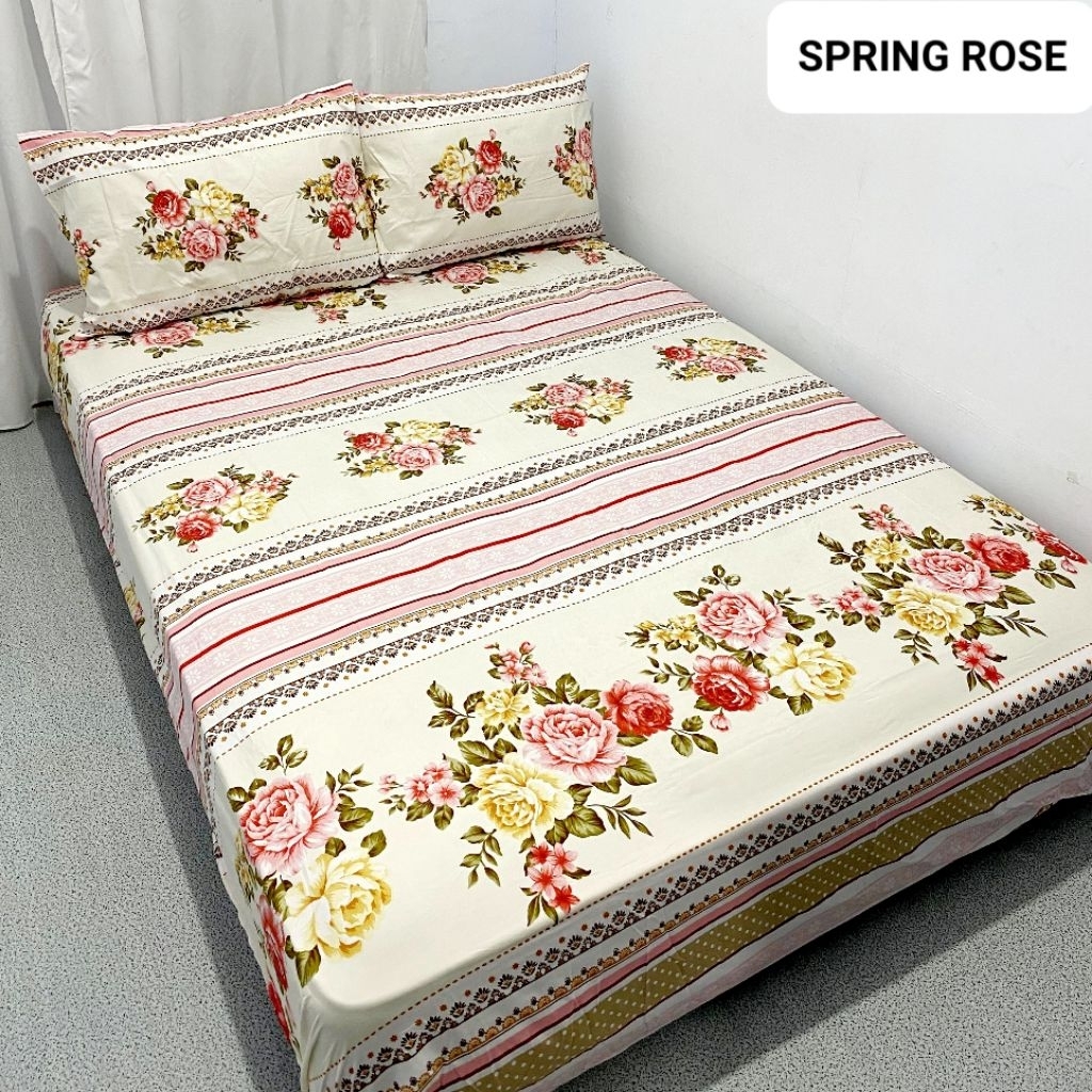 SPRING ROSE BEDSHEET 180 x 200 MINIMALIST ROOM MOTIF AESTHIC BLACK BEDSHEET 180X200 MOTIF BEDSHEET 1